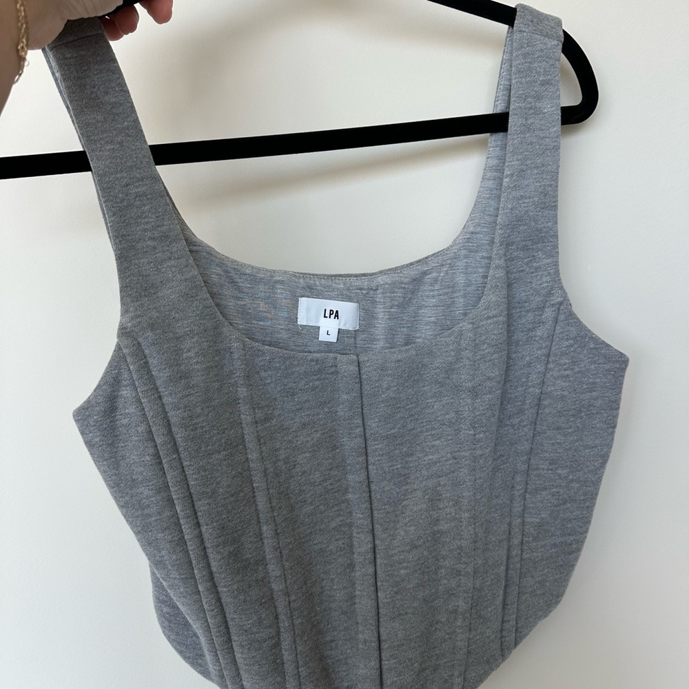 LPA Gray Fitted Bustier Tank Top